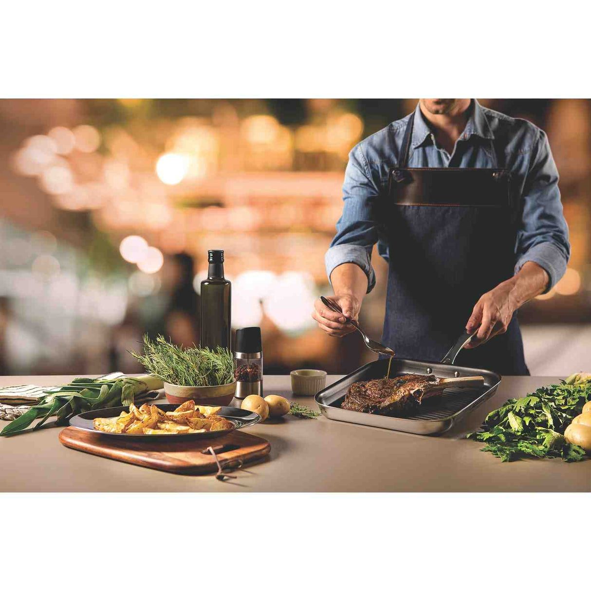 Sarten Plancha Grano Gris 28x8cm con Mango de Acero Inoxidable y con Revestimiento Antiadherente - Ollas y Sartenes | Bylmo