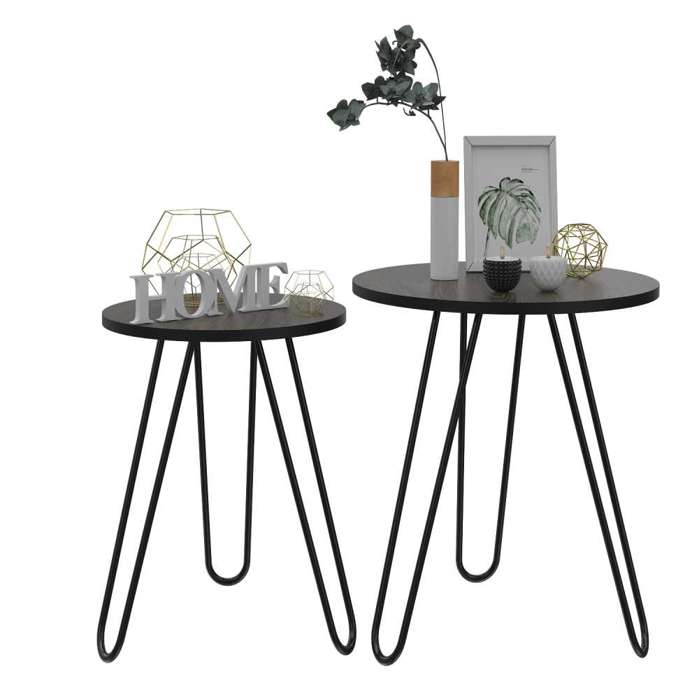 Set X2 Mesas de Centro Mamba Coñac 50x60cm Circular con Patas - Mesas | Bylmo