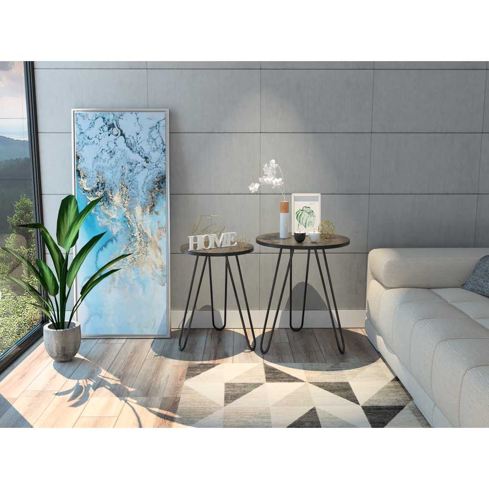 Set X2 Mesas de Centro Mamba Coñac 50x60cm Circular con Patas - Mesas | Bylmo