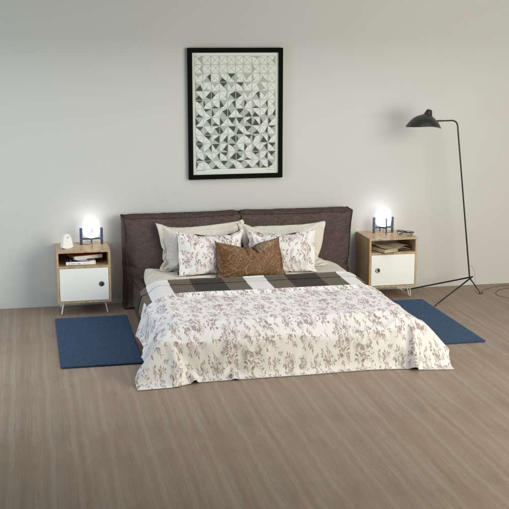 Mesa de Noche x 2 Paris Pro Vienes y Blanco 50 cm Con Una Puerta - Mesas de Noche | Bylmo