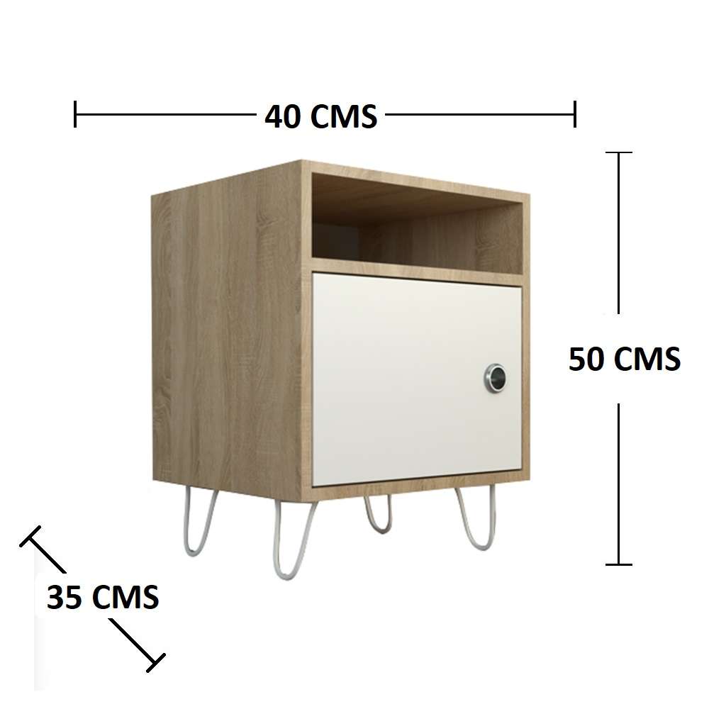 Mesa de Noche x 2 Paris Pro Vienes y Blanco 50 cm Con Una Puerta - Mesas de Noche | Bylmo