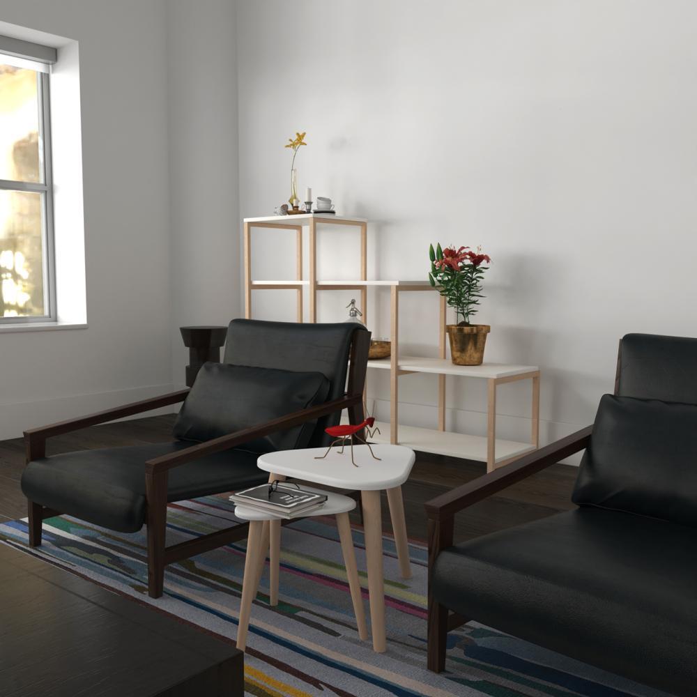 Set X2 Mesas de Centro Blanco 60x40cm Triangular con Patas - Mesas | Bylmo