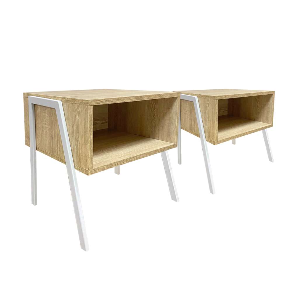 Mesa de Noche x 2 Nord Vienes y Blanco 40 cm - Mesas de Noche | Bylmo