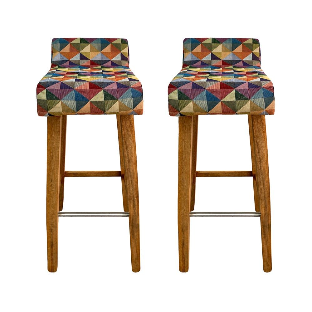 Set x 2 Sillas Bar Multicolor 32x85cm Asiento Cuadrado con Espaldar - Sillas | Bylmo