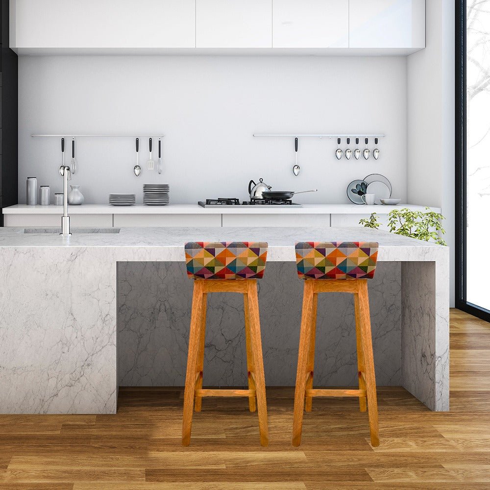 Set x 2 Sillas Bar Multicolor 32x85cm Asiento Cuadrado con Espaldar - Sillas | Bylmo