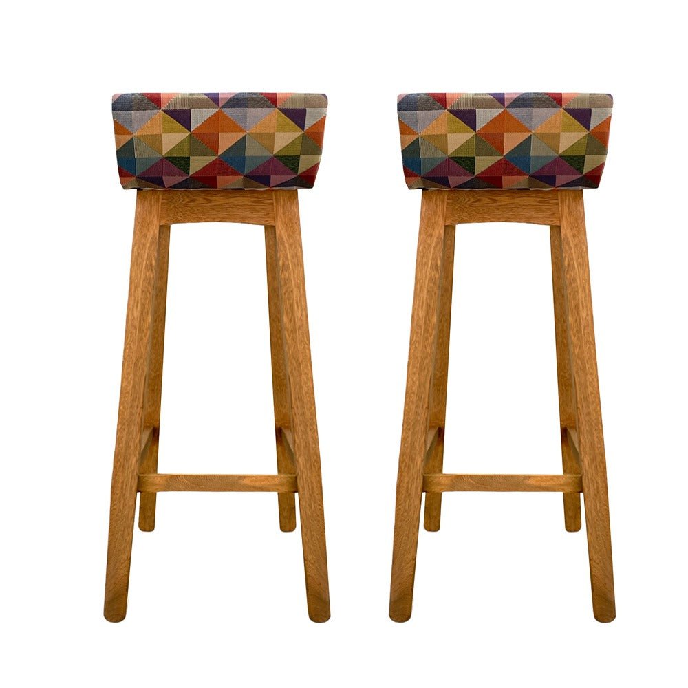Set x 2 Sillas Bar Multicolor 32x85cm Asiento Cuadrado con Espaldar - Sillas | Bylmo