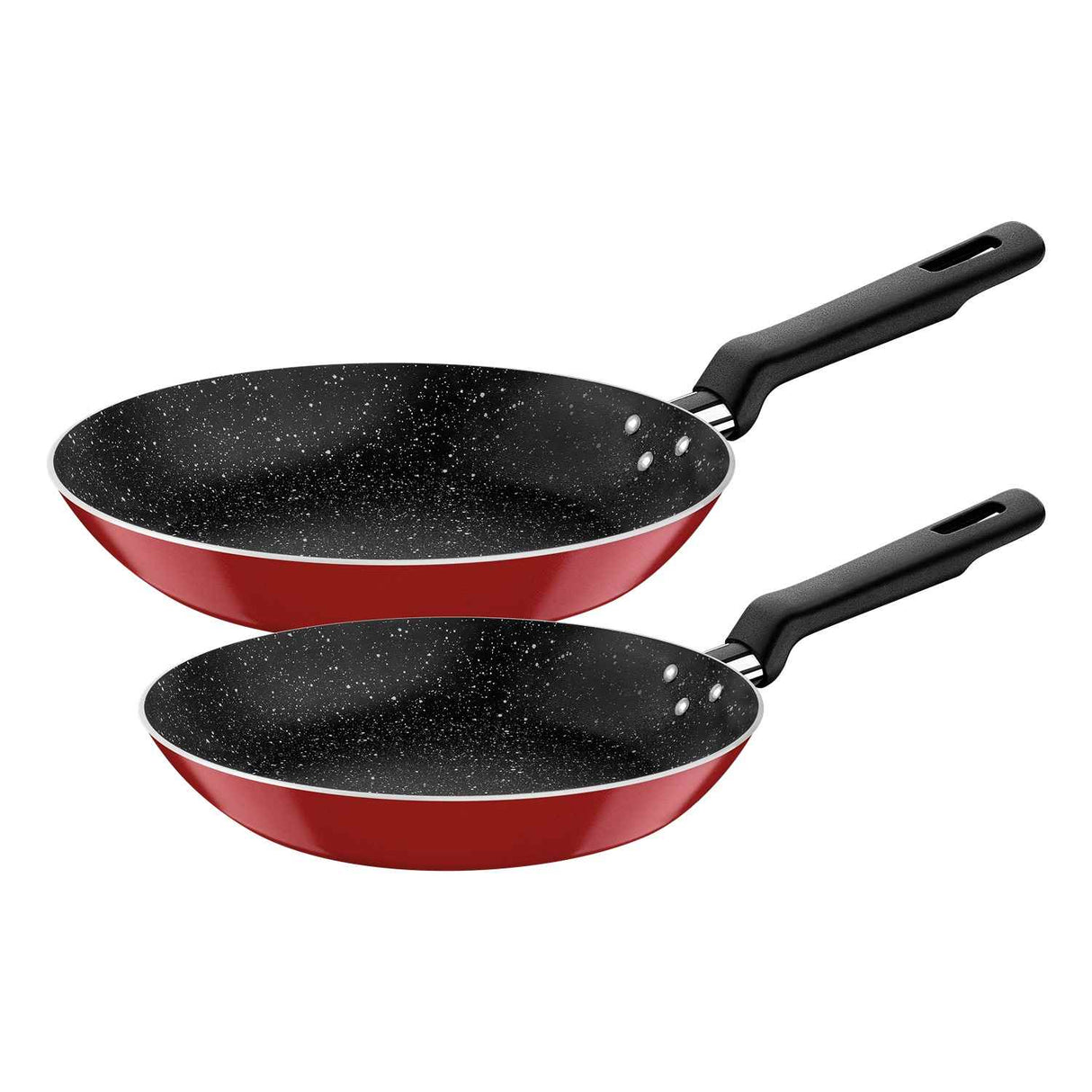 Set de Sartenes Terramax Aluminio 24 cm con Revestimiento Interno de Antiadherente Starflon Max y Externo Siliconado Rojo - Ollas y Sartenes | Bylmo