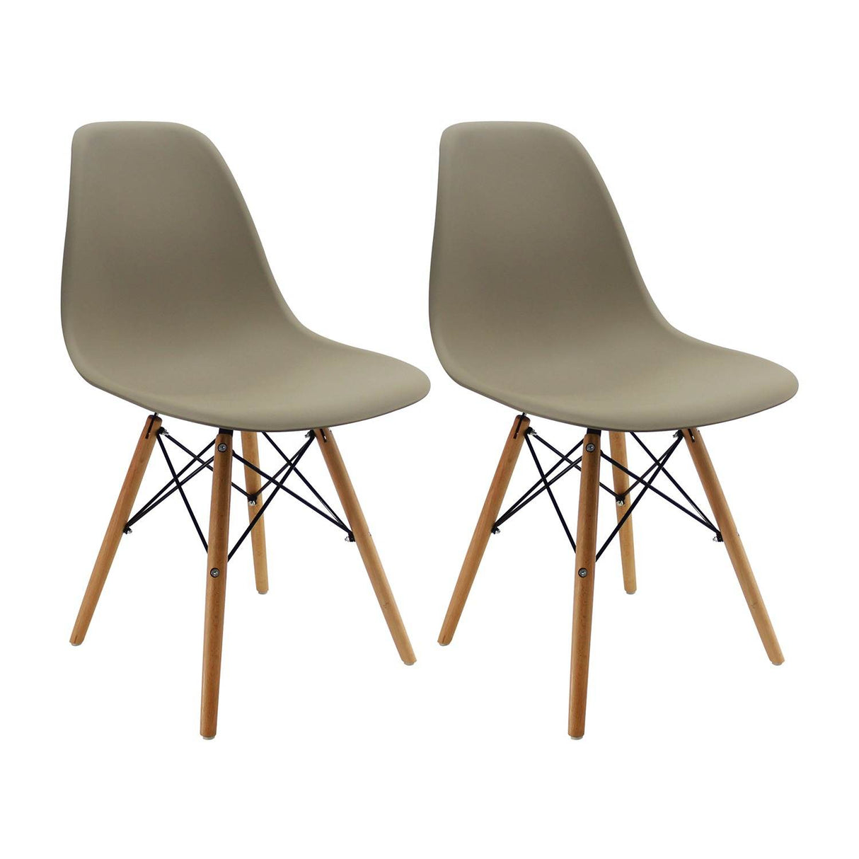 Set x 2 Sillas DKR Beige 47x81cm Asiento Cuadrado con Espaldar - Sillas y Butacos | Bylmo
