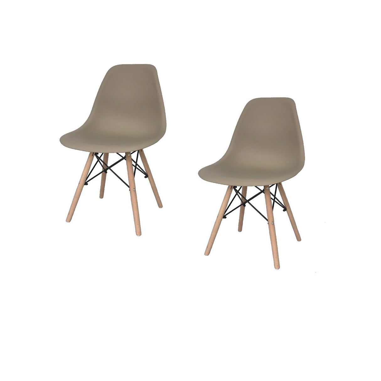 Set x 2 Sillas DKR Beige 47x81cm Asiento Cuadrado con Espaldar - Sillas y Butacos | Bylmo