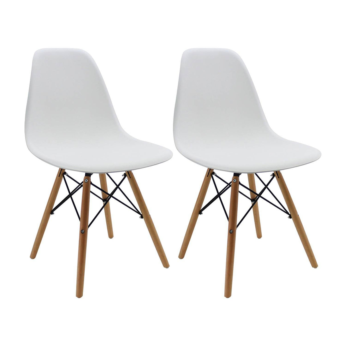Set x 2 Sillas DKR Blanco 47x81cm Asiento Cuadrado con Espaldar - Sillas y Butacos | Bylmo