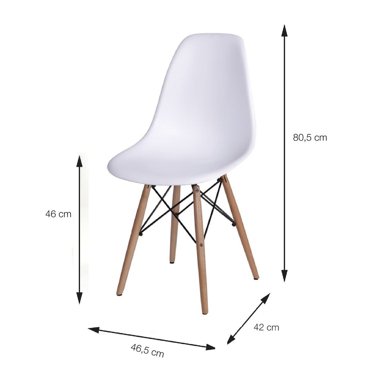 Set x 2 Sillas DKR Blanco 47x81cm Asiento Cuadrado con Espaldar - Sillas y Butacos | Bylmo
