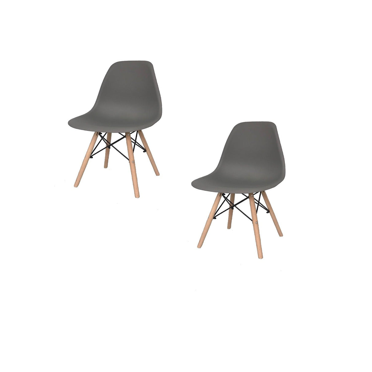 Set x 2 Sillas DKR Gris 47x81cm Asiento Cuadrado con Espaldar - Sillas y Butacos | Bylmo