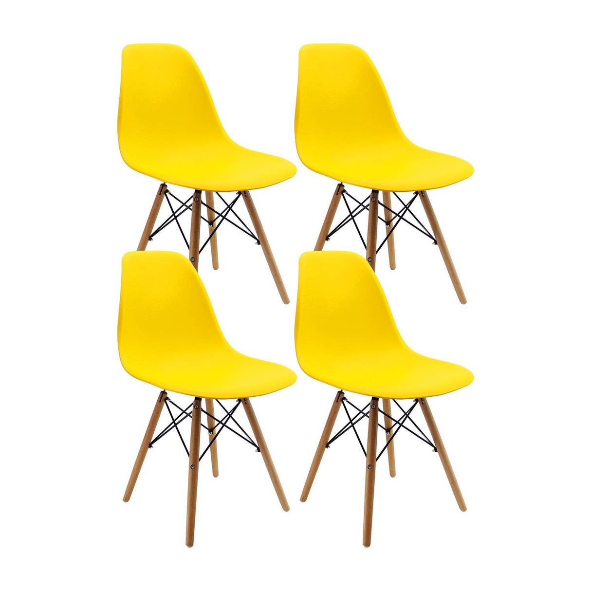 Set x 4 Sillas DKR Amarillo 47x81cm Asiento Cuadrado con Espaldar - Sillas y Butacos | Bylmo