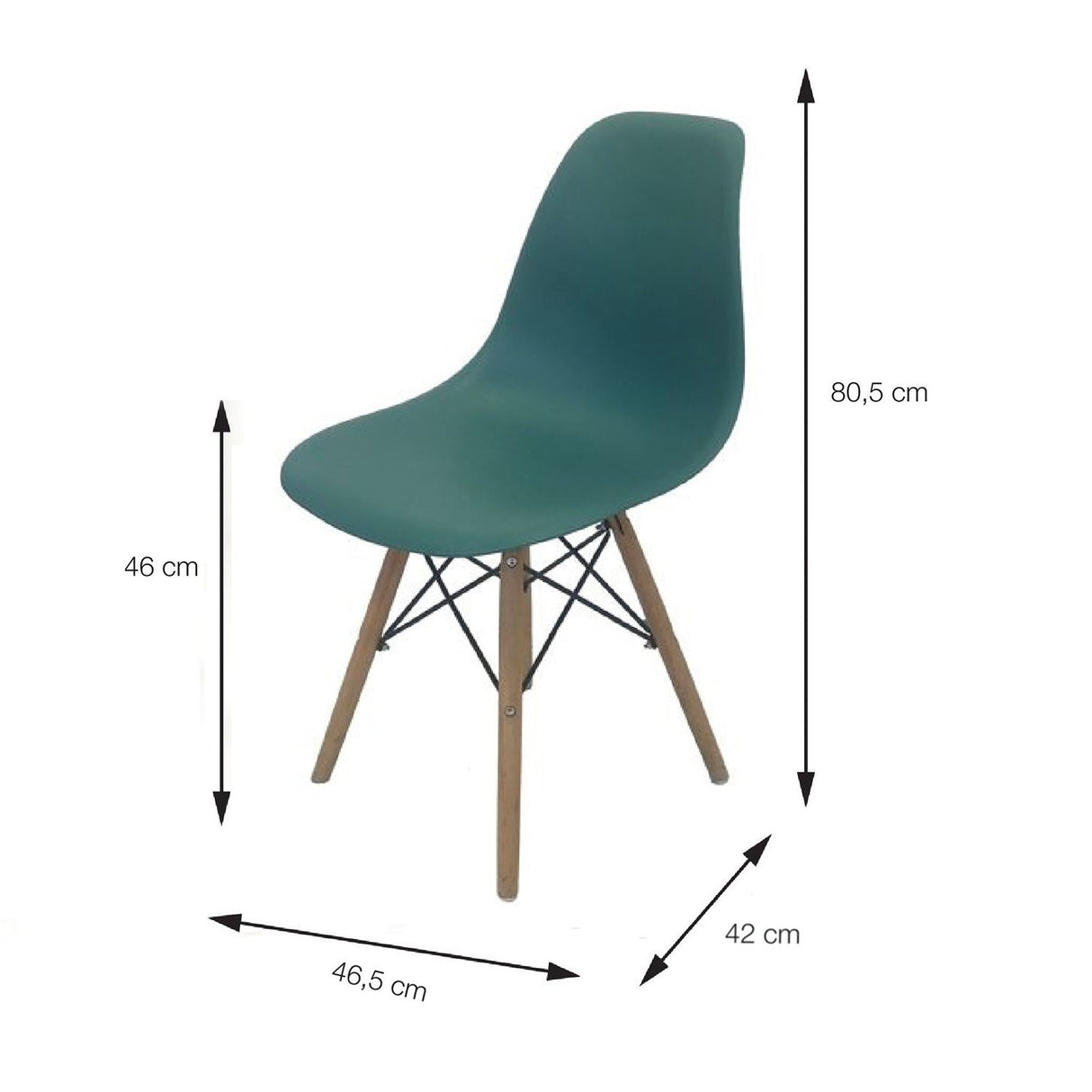 Set x 4 Sillas DKR Azul Petróleo 47x81cm Asiento Cuadrado con Espaldar - Sillas y Butacos | Bylmo