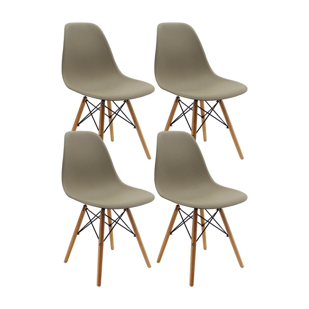 Set x 4 Sillas DKR Beige 47x81cm Asiento Cuadrado con Espaldar - Sillas y Butacos | Bylmo