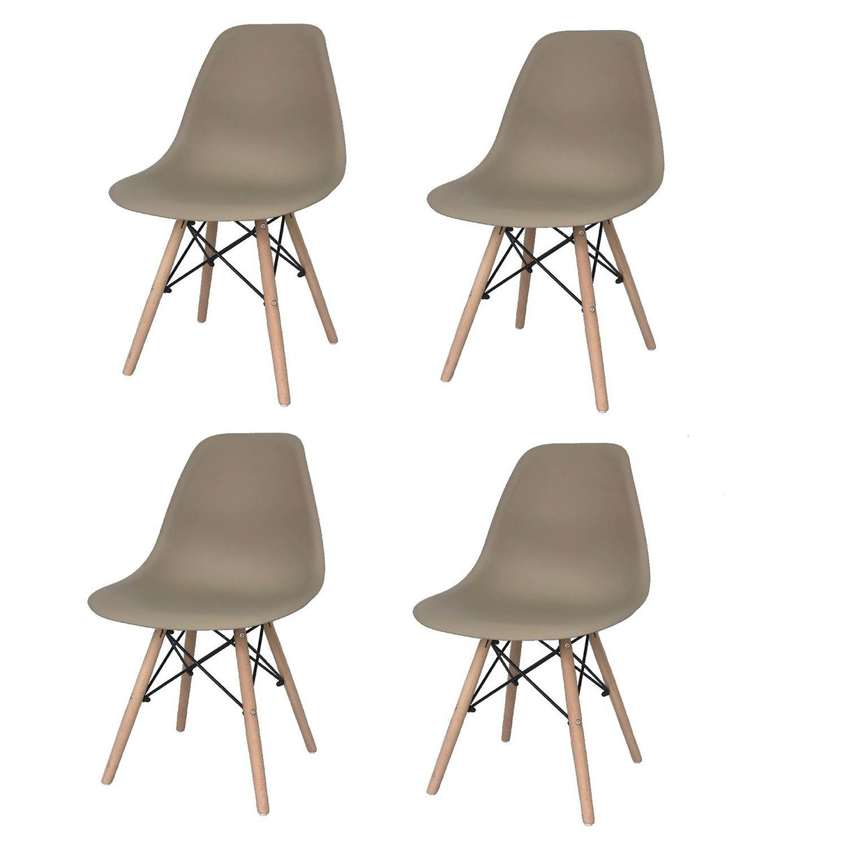 Set x 4 Sillas DKR Beige 47x81cm Asiento Cuadrado con Espaldar - Sillas y Butacos | Bylmo