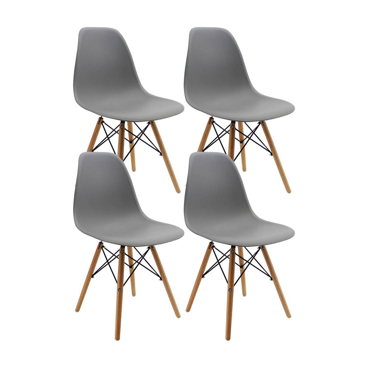 Set x 4 Sillas DKR Gris 47x81cm Asiento Cuadrado con Espaldar - Sillas y Butacos | Bylmo