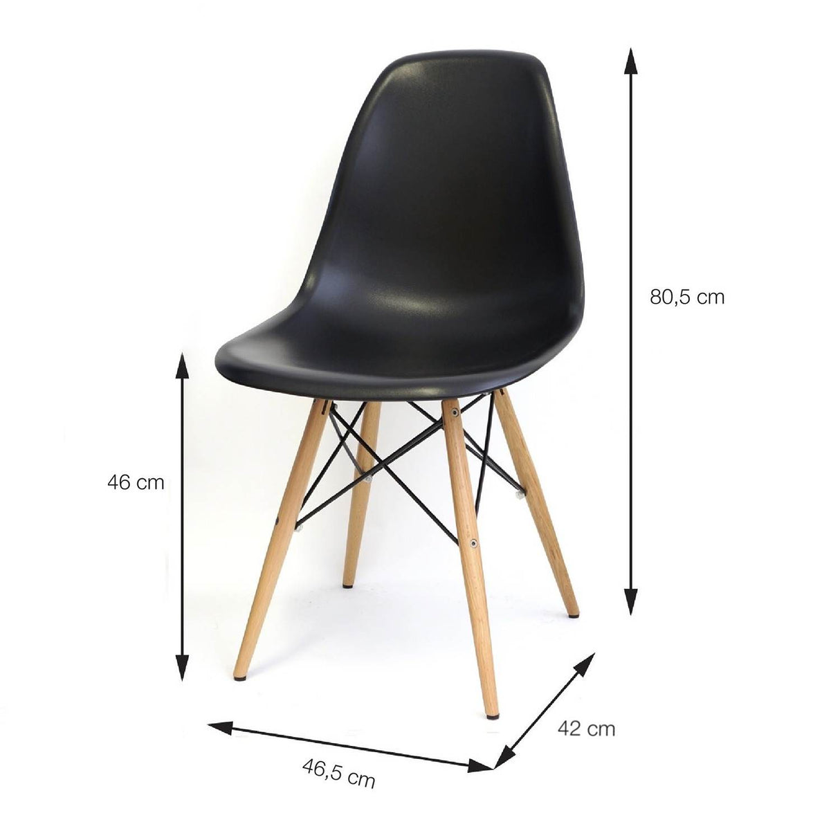 Set x 4 Sillas DKR Negro 47x81cm Asiento Cuadrado con Espaldar - Sillas y Butacos | Bylmo