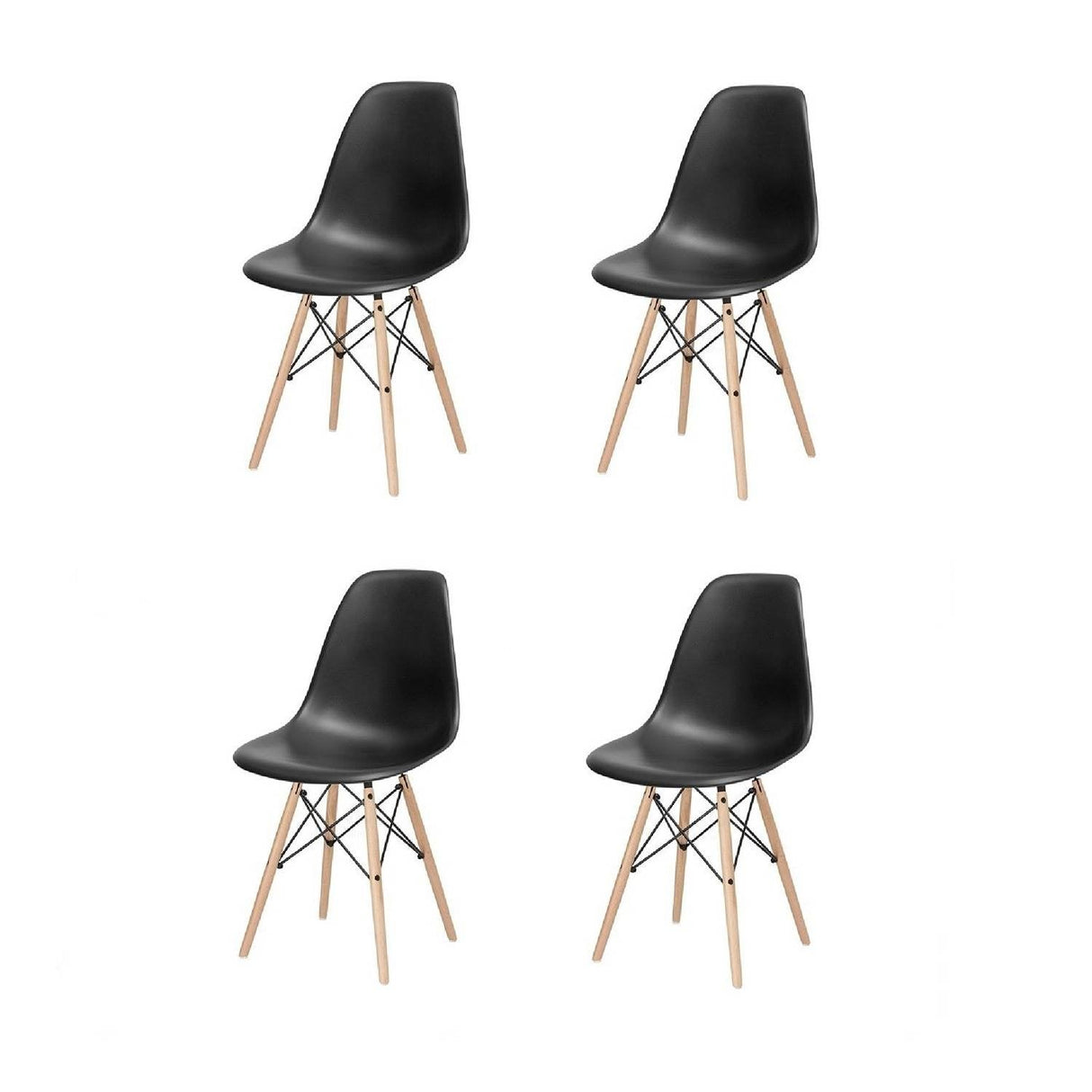 Set x 4 Sillas DKR Negro 47x81cm Asiento Cuadrado con Espaldar - Sillas y Butacos | Bylmo