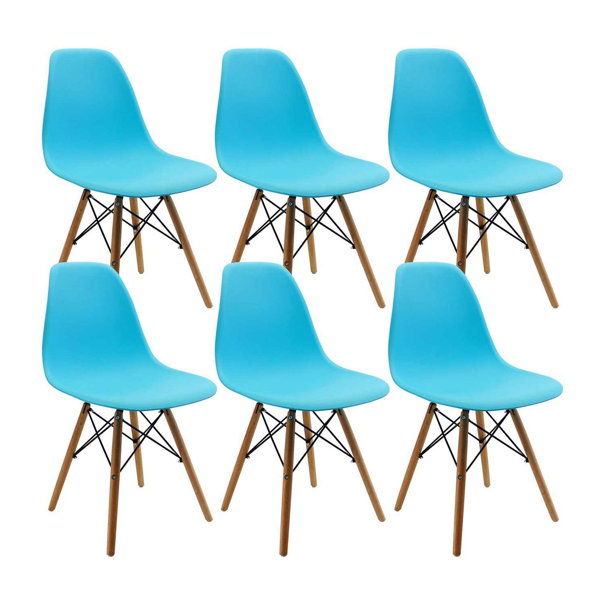 Set x 6 Sillas DKR Azul 47x81cm Asiento Cuadrado con Espaldar - Sillas y Butacos | Bylmo
