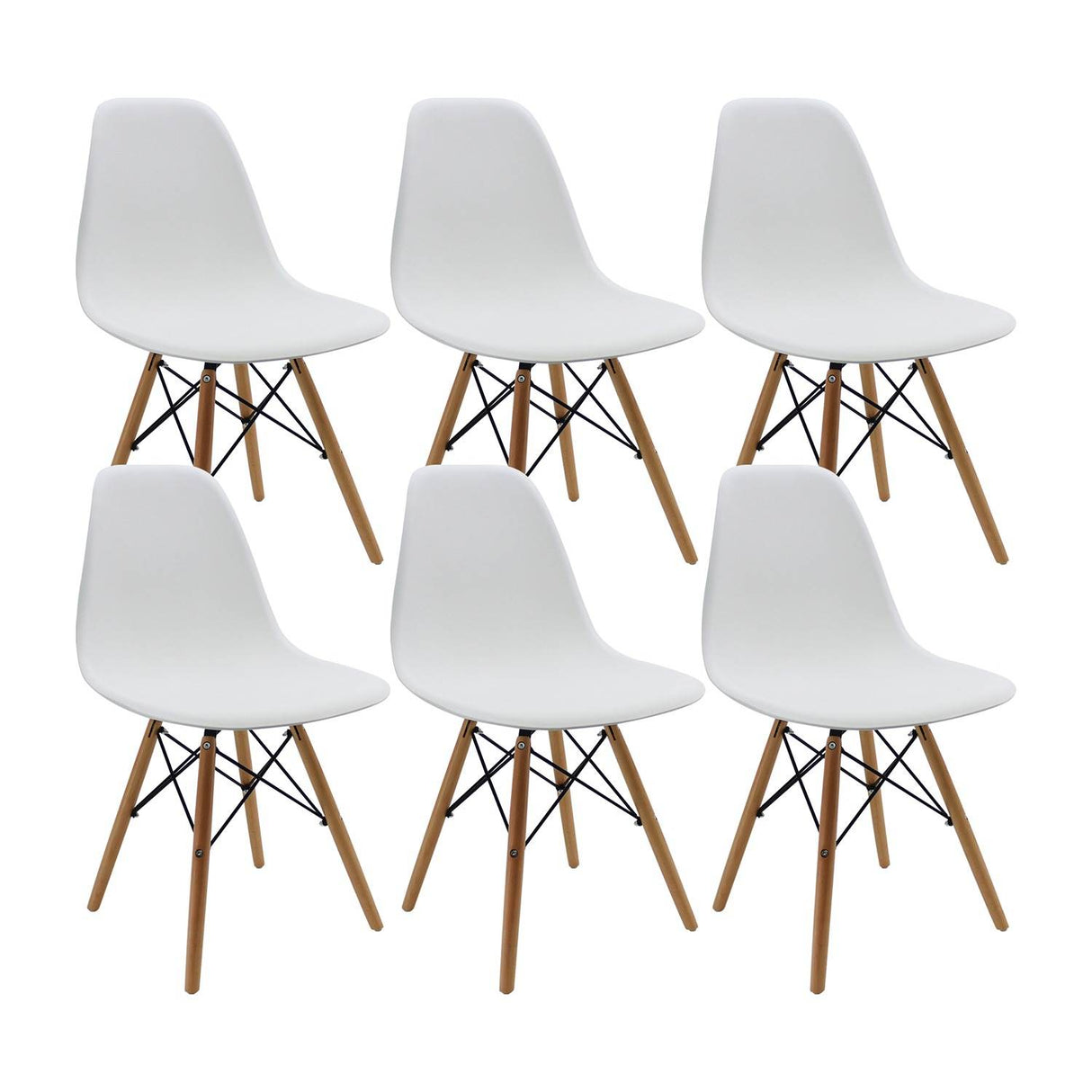 Set x 6 Sillas DKR Blanco 47x81cm Asiento Cuadrado con Espaldar - Sillas y Butacos | Bylmo