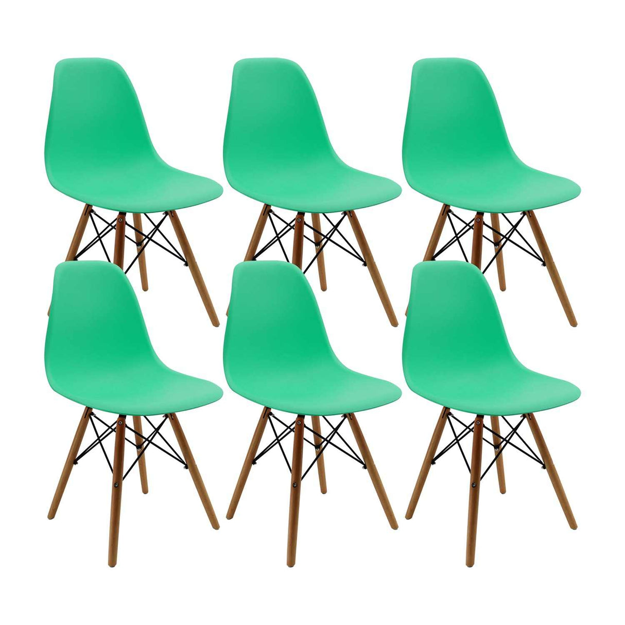 Set x 6 Sillas DKR Verde Menta 47x81cm Asiento Cuadrado con Espaldar - Sillas y Butacos | Bylmo