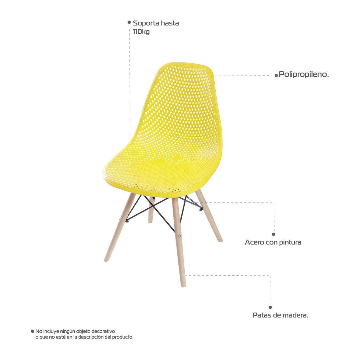 Silla 5 Cero Air Amarillo 42x82cm Asiento Cuadrado con Espaldar - Sillas y Butacos | Bylmo