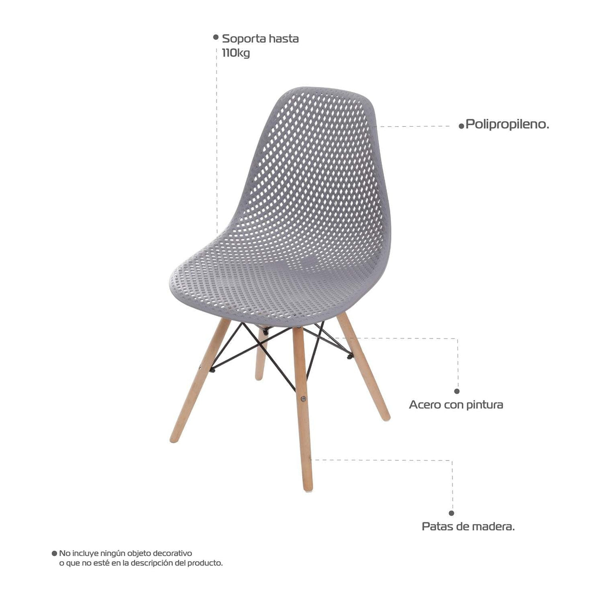 Silla 5 Cero Air Gris 42x82cm Asiento Cuadrado con Espaldar - Sillas y Butacos | Bylmo