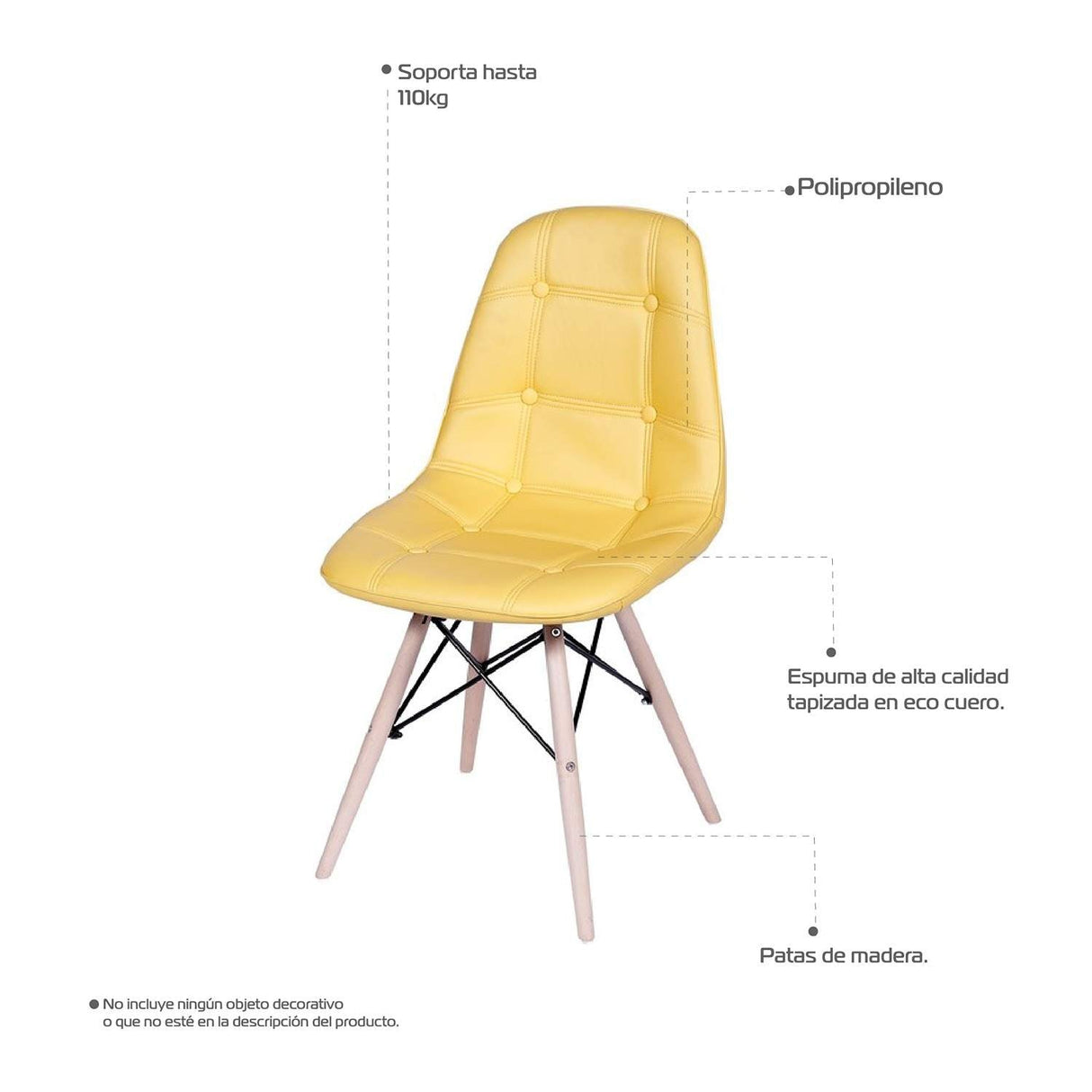 Silla 5 Cero Amarillo 39x83cm Asiento Cuadrado con Espaldar - Sillas y Butacos | Bylmo