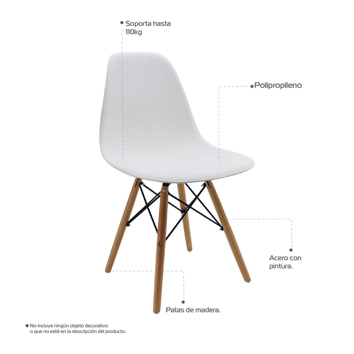 Silla 5 Cero Blanco 42x81cm Asiento Cuadrado con Espaldar - Sillas y Butacos | Bylmo