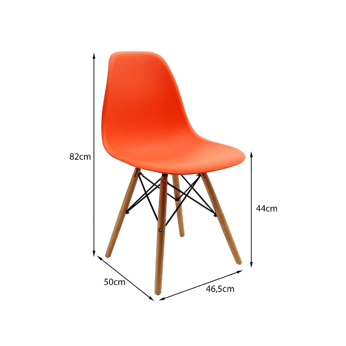 Silla 5 Cero Naranja 42x81cm Asiento Cuadrado con Espaldar - Sillas y Butacos | Bylmo