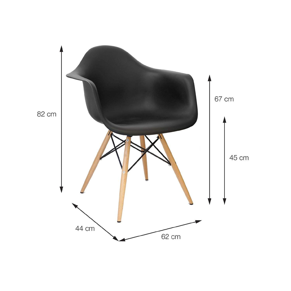 Silla 5 Cero Negro 44x82cm Asiento Cuadrado con Espaldary con Apoya Brazos - Sillas y Butacos | Bylmo