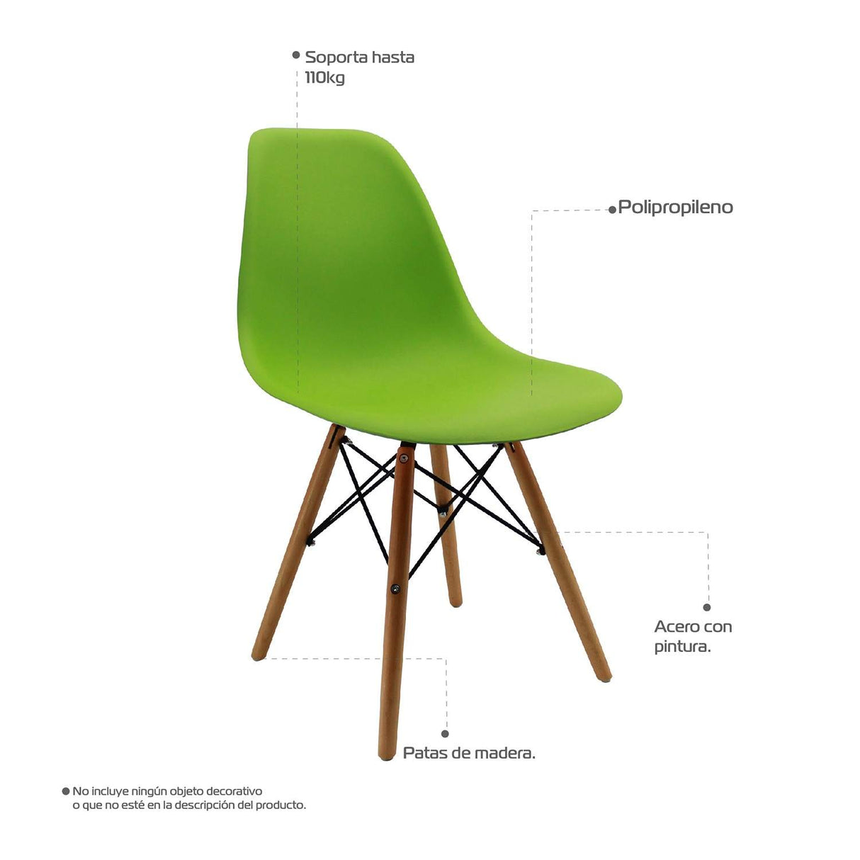 Silla 5 Cero Verde 42x81cm Asiento Cuadrado con Espaldar - Sillas y Butacos | Bylmo