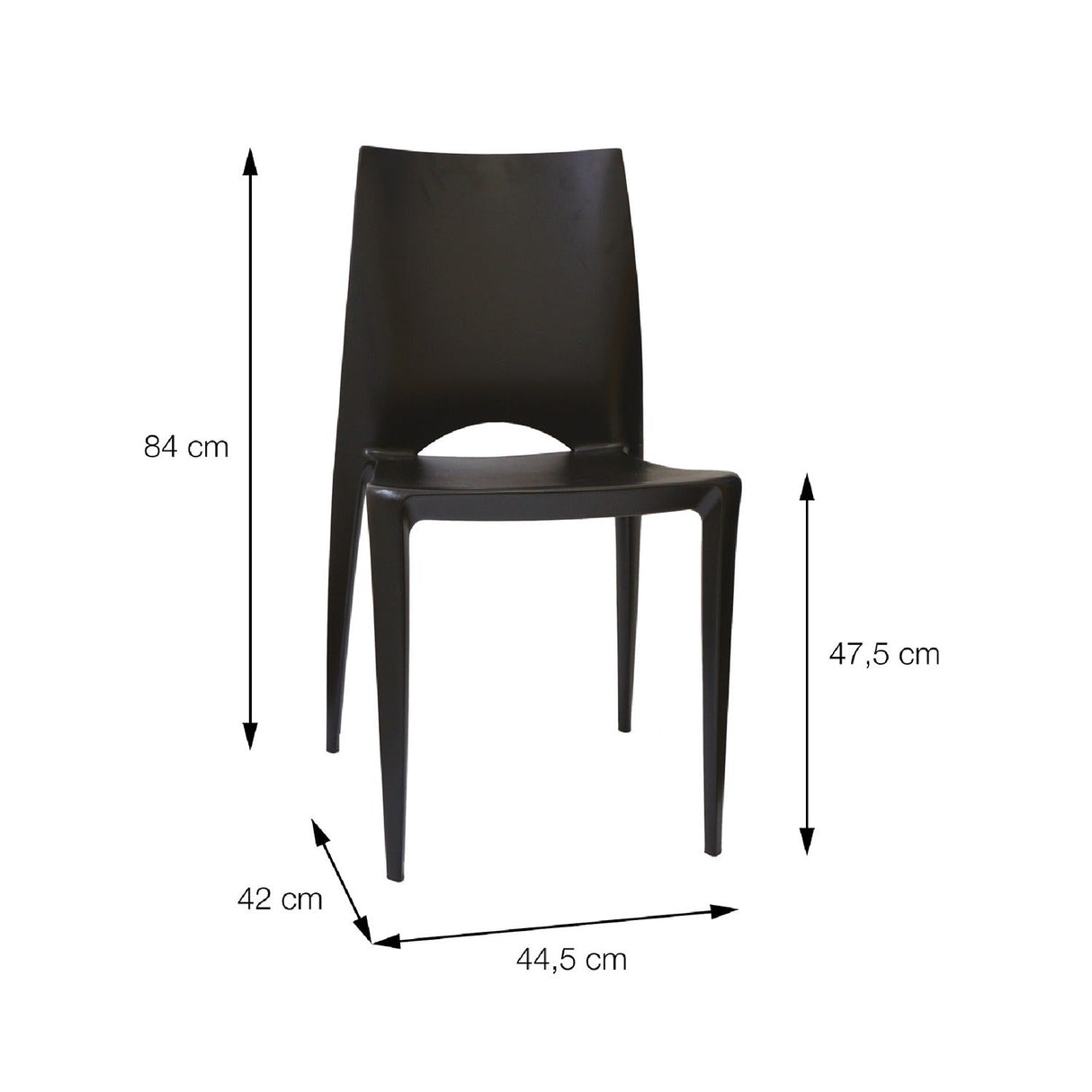 Silla 5 Cuatro Negro 42x84cm Asiento Cuadrado con Espaldar - Sillas y Butacos | Bylmo