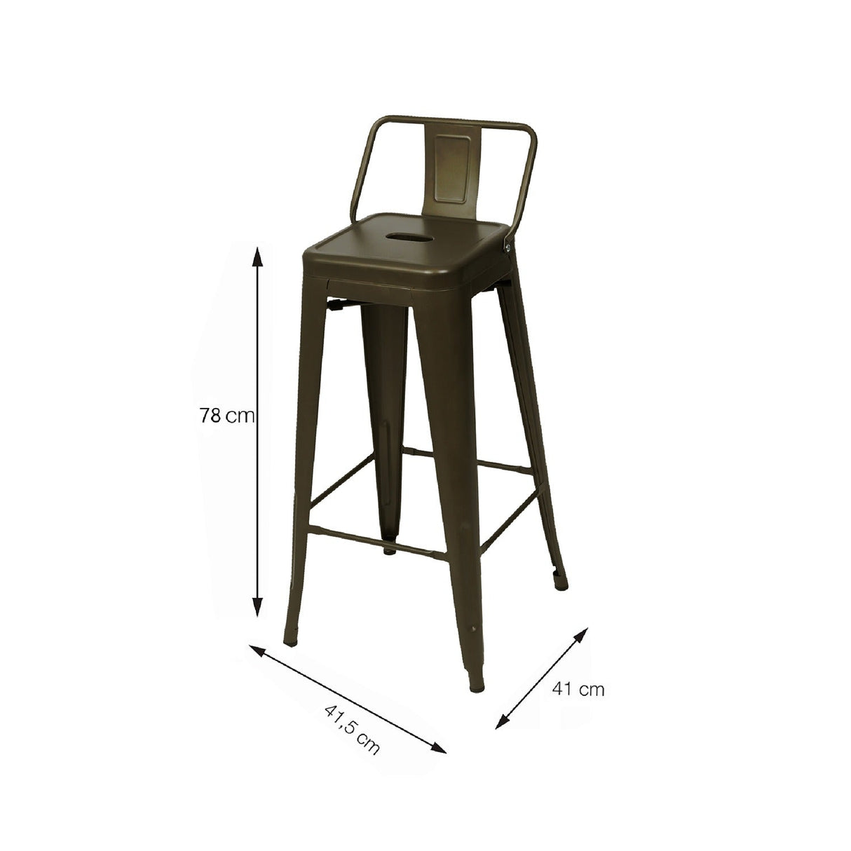 Silla 5 Nueve Bronce 41x66cm Asiento Cuadrado con Espaldar - Sillas y Butacos | Bylmo