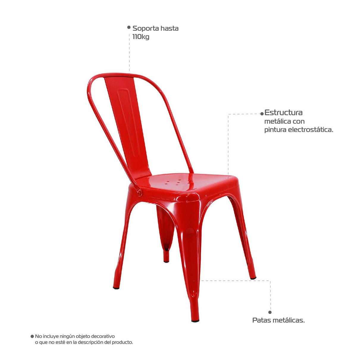 Silla 5 Nueve Rojo 36x86cm Asiento Cuadrado con Espaldar - Sillas y Butacos | Bylmo