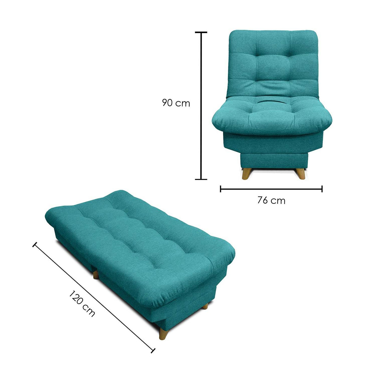 Silla Poltrona Carvallo Turquesa 76x90cm De Un Puesto Reclinable con Apoya Brazos - Sofas y Poltronas | Bylmo