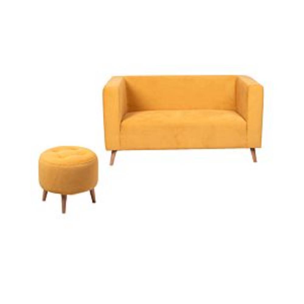 Combo Sofa y Puff Loly Amarillo 145 cm - Sofas | Bylmo