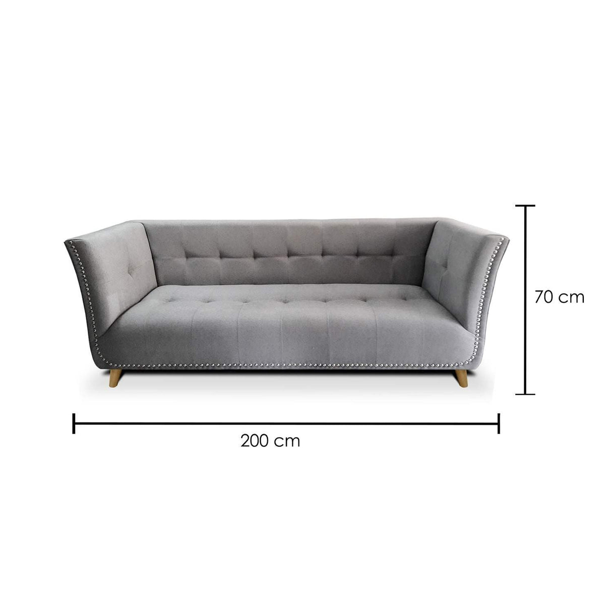 Sofá Magallanes Gris 200x70cm De 3 Puestos con Apoya Brazos - Sofas y Poltronas | Bylmo