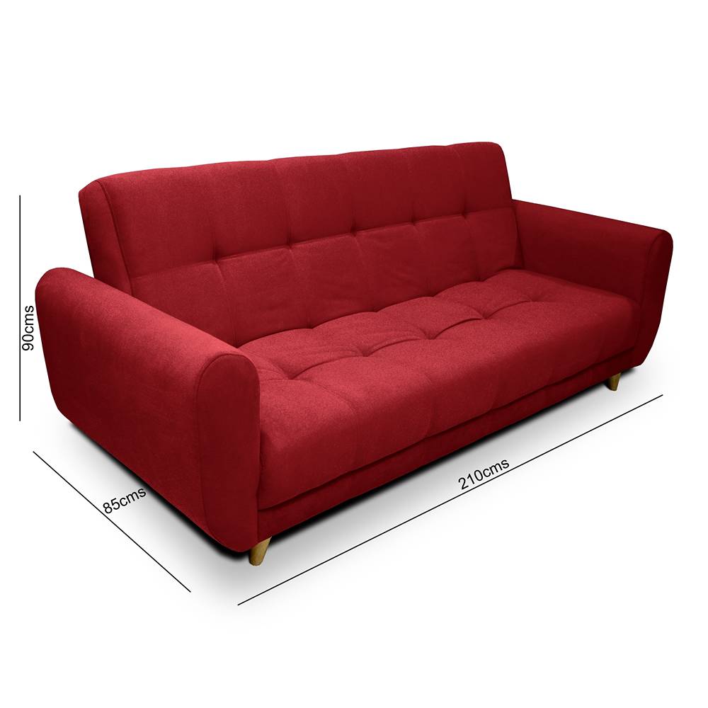 Sofá Cama Archer Rojo 210x95cm De 3 Puestos Reclinable con Apoya Brazos - Sofas | Bylmo