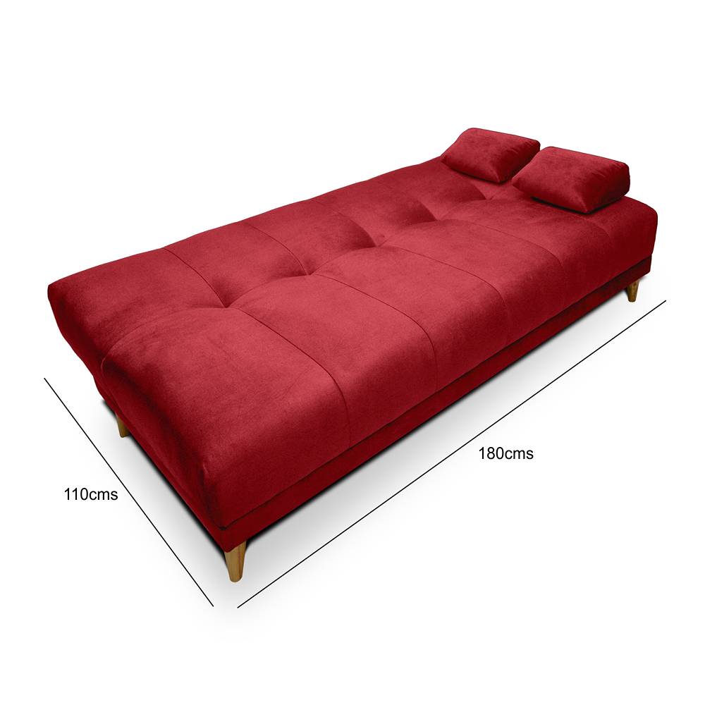 Sofá Cama Sabath Rojo 180x81cm De 3 Puestos Reclinable sin Apoya Brazos - Sofas | Bylmo