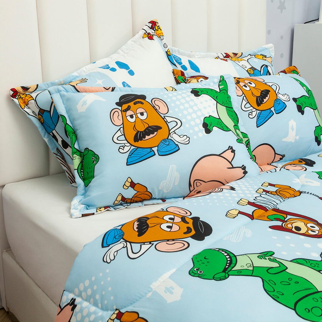 Cubrelecho Acolchado Infantil Azul Claro para Cama Semidoble 120 X 190 Cm Doble Faz de Toy Story - Otros textiles | Bylmo