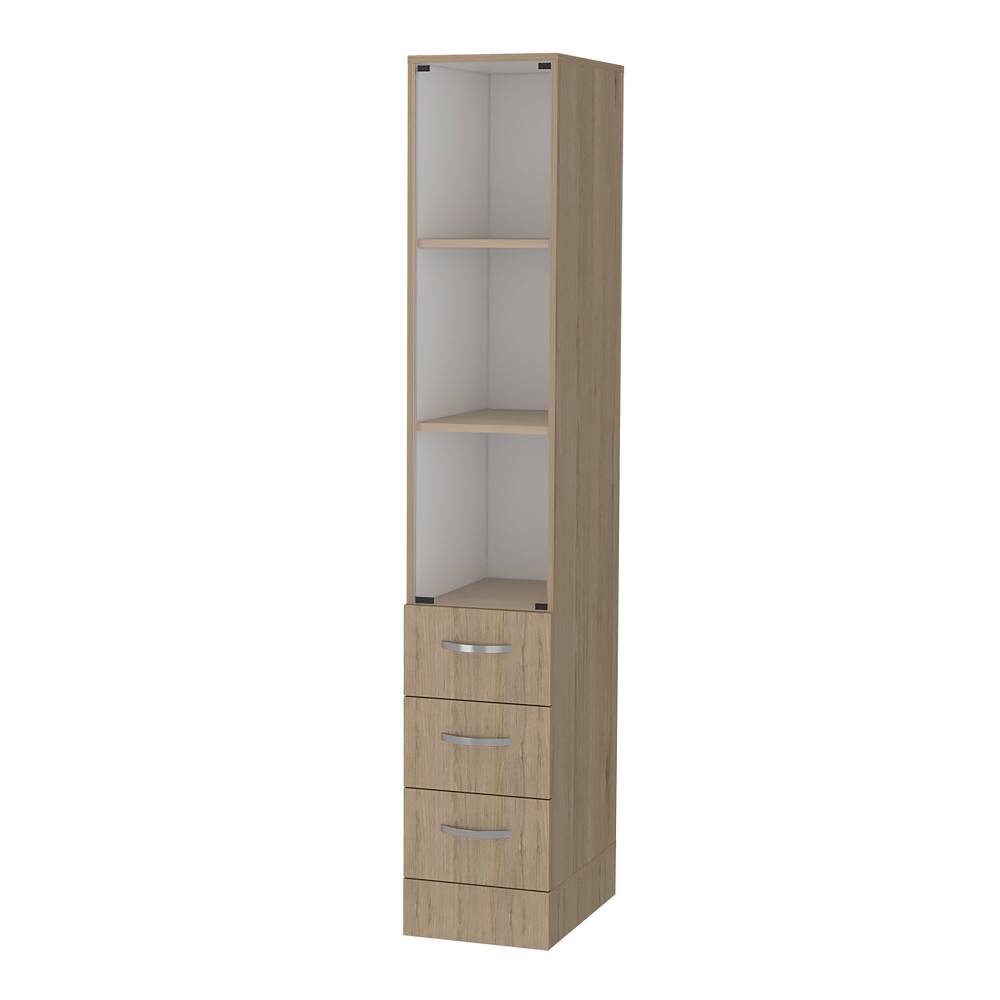 Mueble Auxiliar Vanguard Plus Rovere y Blanco 30 cm con Tres Cajones y Entrepaños - Gabinetes | Bylmo