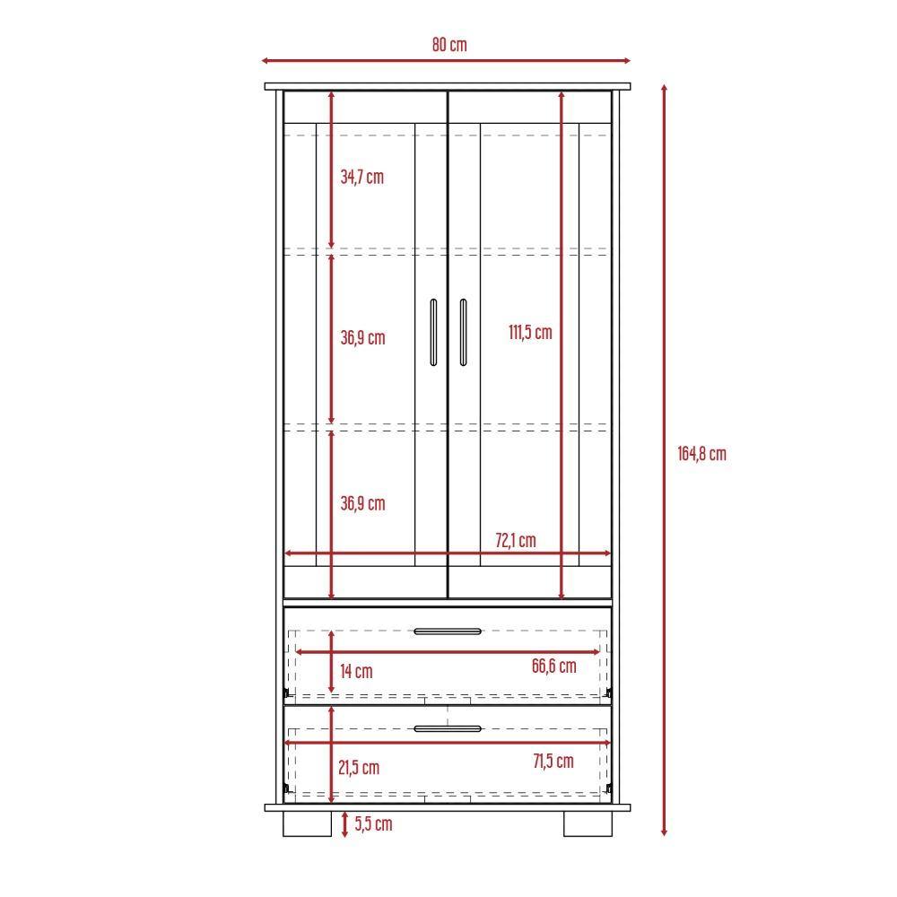 Vitrina Classic Wengue y Caramelo 80x164cm con Tres Compartimientos y con Dos Cajones - Bares | Bylmo