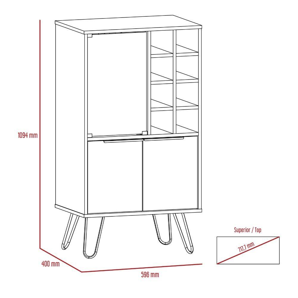 Bar Vegas Miel y Plomo 59 cm con Puerta de Vidrio - Bares | Bylmo