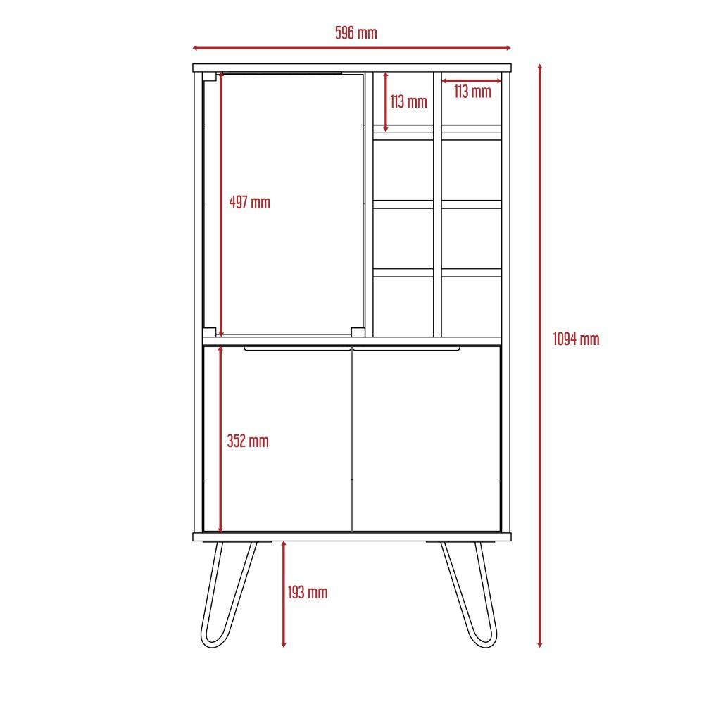 Bar Vegas Miel y Plomo 59 cm con Puerta de Vidrio - Bares | Bylmo