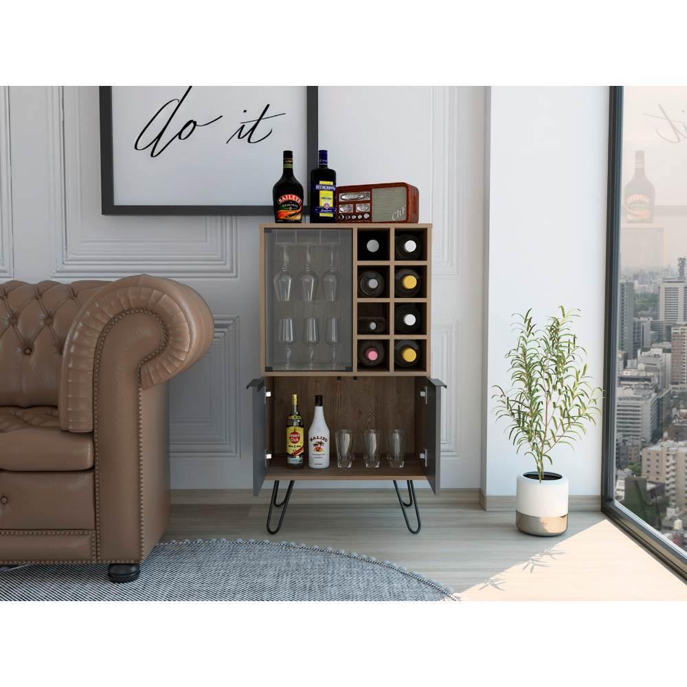 Bar Vegas Miel y Plomo 59 cm con Puerta de Vidrio - Bares | Bylmo