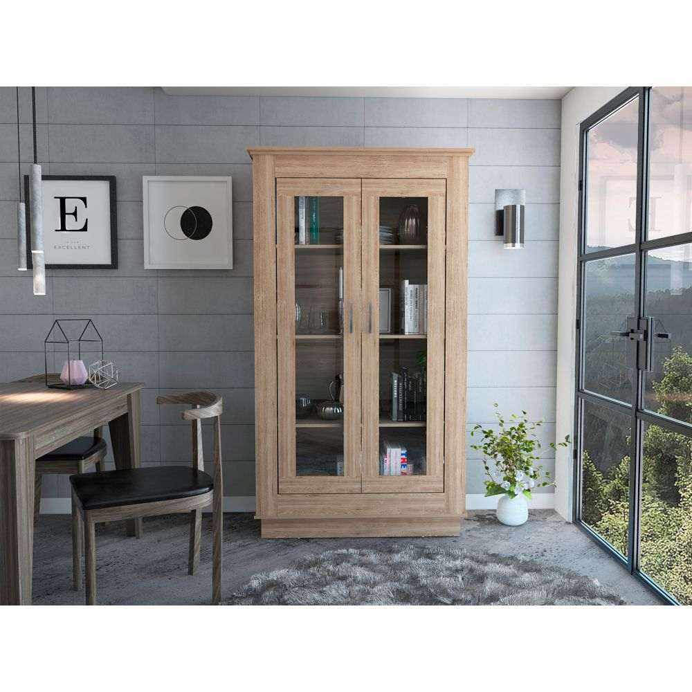 Vitrina Álcamo Miel 103 cm con Puertas de Vidrio - Bares | Bylmo