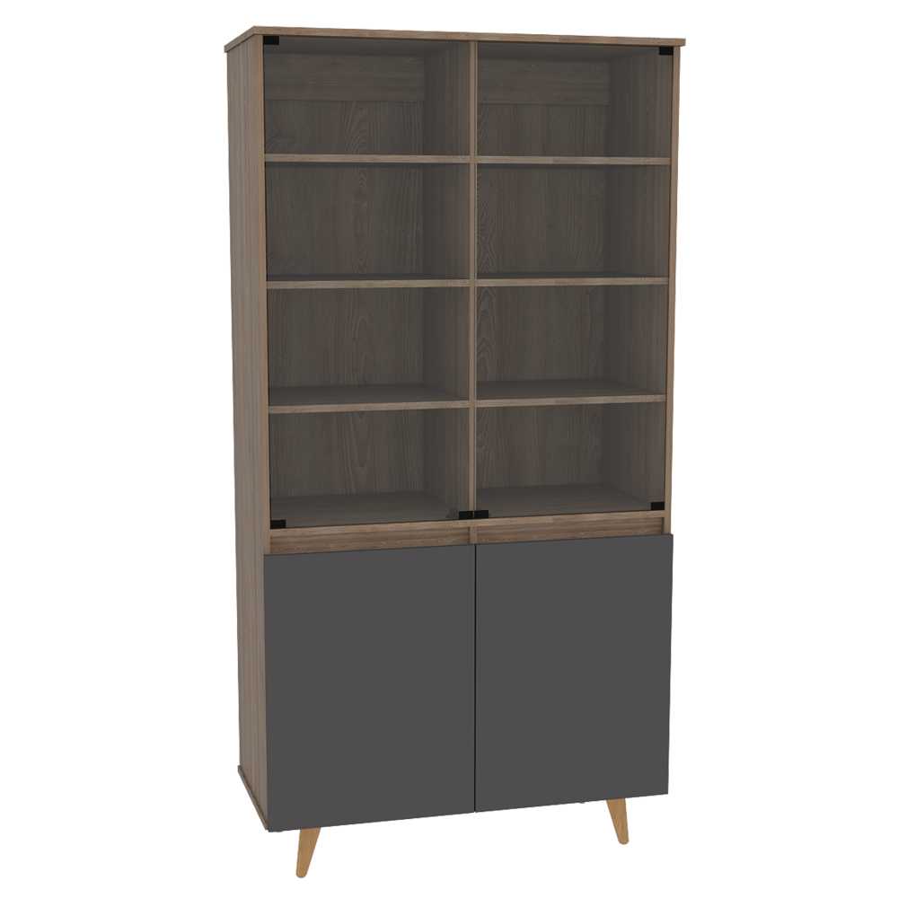 Vitrina Salem Miel 91.1x180cm con Doce Compartimientos y sin Portabotellas - Bifes | Bylmo