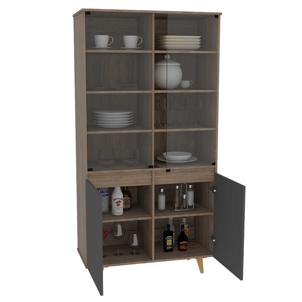 Vitrina Salem Miel 91.1x180cm con Doce Compartimientos y sin Portabotellas - Bifes | Bylmo